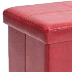 Simplify Faux Leather Double Folding Storage Ottoman Red -Michaels Decor Sale D649041S 7