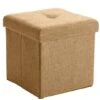 Simplify 15" Faux Linen Folding Storage Ottoman Cube Camel 2 Simplify 15" Faux Linen Folding Storage Ottoman Cube Camel -Michaels Decor Sale D649042S 1