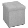 Simplify 15" Faux Linen Folding Storage Ottoman Cube Gray 2 Simplify 15" Faux Linen Folding Storage Ottoman Cube Gray -Michaels Decor Sale D649044S 1