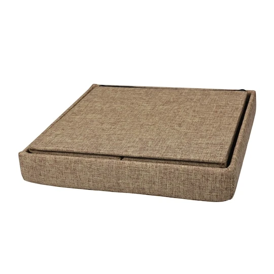 Simplify 15" Faux Linen Folding Storage Ottoman Cube Natural 15 Simplify 15" Faux Linen Folding Storage Ottoman Cube Natural - Image 13