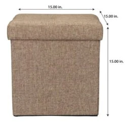 Simplify 15" Faux Linen Folding Storage Ottoman Cube Natural 21 Simplify 15" Faux Linen Folding Storage Ottoman Cube Natural -Michaels Decor Sale D649045S 5