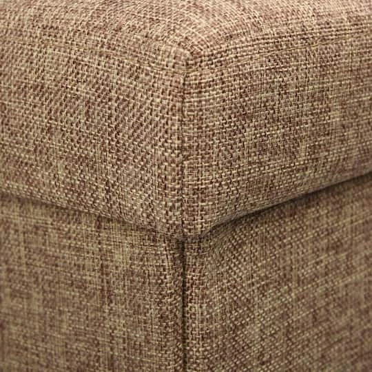 Simplify 15" Faux Linen Folding Storage Ottoman Cube Natural 12 Simplify 15" Faux Linen Folding Storage Ottoman Cube Natural - Image 10