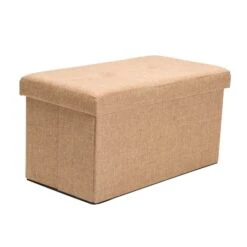Simplify 30" Faux Linen Double Folding Storage Ottoman Camel -Michaels Decor Sale D649046S 1 1