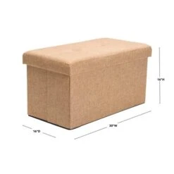 Simplify 30" Faux Linen Double Folding Storage Ottoman Camel -Michaels Decor Sale D649046S 9