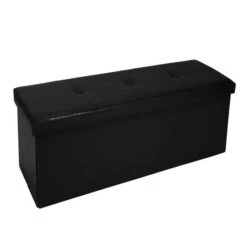 Simplify 44" Faux Leather Triple Folding Storage Ottoman Black -Michaels Decor Sale D649049S 1 1