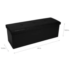 Simplify 44" Faux Leather Triple Folding Storage Ottoman Black -Michaels Decor Sale D649049S 4