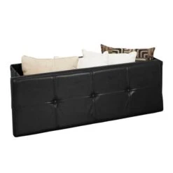 Simplify 44" Faux Leather Triple Folding Storage Ottoman Black -Michaels Decor Sale D649049S 5
