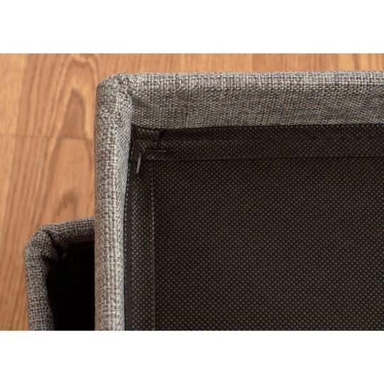 Simplify 30" Faux Linen Double Folding Storage Ottoman Gray 12 Simplify 30" Faux Linen Double Folding Storage Ottoman Gray - Image 10