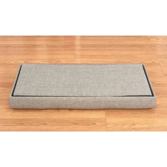 Simplify 30" Faux Linen Double Folding Storage Ottoman Gray 13 Simplify 30" Faux Linen Double Folding Storage Ottoman Gray - Image 11