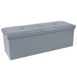 Simplify 44" Faux Leather Triple Folding Storage Ottoman Gray -Michaels Decor Sale D649052S 1 1