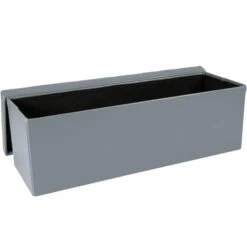 Simplify 44" Faux Leather Triple Folding Storage Ottoman Gray -Michaels Decor Sale D649052S 2