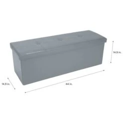 Simplify 44" Faux Leather Triple Folding Storage Ottoman Gray -Michaels Decor Sale D649052S 5