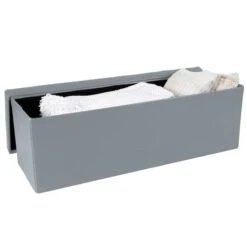 Simplify 44" Faux Leather Triple Folding Storage Ottoman Gray -Michaels Decor Sale D649052S 6