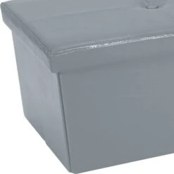 Simplify 44" Faux Leather Triple Folding Storage Ottoman Gray -Michaels Decor Sale D649052S 7