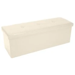 Simplify 44" Faux Leather Triple Folding Storage Ottoman Ivory 14 Simplify 44" Faux Leather Triple Folding Storage Ottoman Ivory -Michaels Decor Sale D649054S 1 1