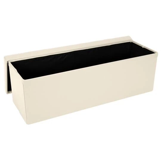 Simplify 44" Faux Leather Triple Folding Storage Ottoman Ivory 6 Simplify 44" Faux Leather Triple Folding Storage Ottoman Ivory - Image 4