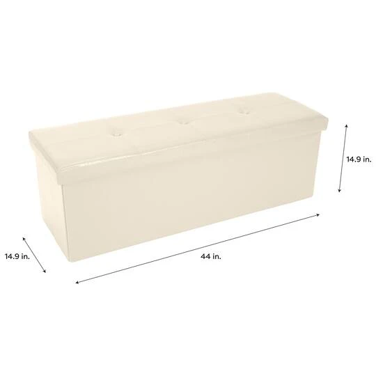 Simplify 44" Faux Leather Triple Folding Storage Ottoman Ivory 9 Simplify 44" Faux Leather Triple Folding Storage Ottoman Ivory - Image 7