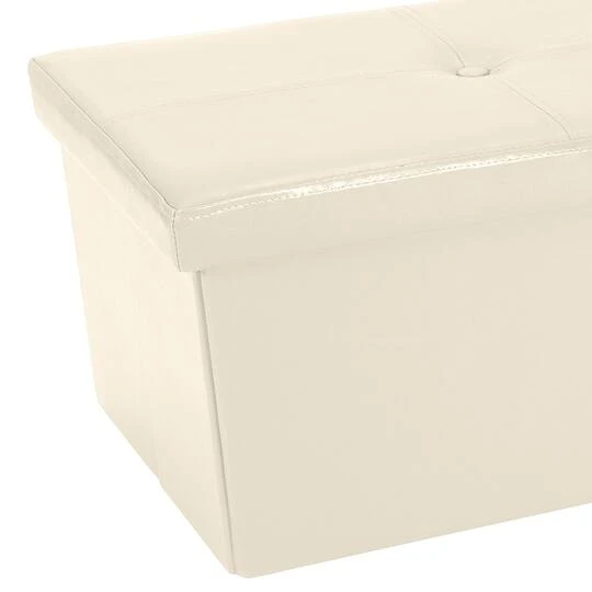 Simplify 44" Faux Leather Triple Folding Storage Ottoman Ivory 10 Simplify 44" Faux Leather Triple Folding Storage Ottoman Ivory - Image 8