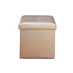 Simplify Metallic Faux Leather Folding Storage Ottoman Cube Bronze -Michaels Decor Sale D649055S 2