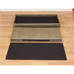 Simplify Metallic Brown Faux Leather Double Folding Storage Ottoman -Michaels Decor Sale D649058S 5