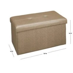 Simplify Metallic Brown Faux Leather Double Folding Storage Ottoman -Michaels Decor Sale D649058S 6