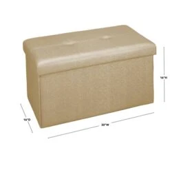 Simplify Metallic Gold Faux Leather Double Folding Storage Ottoman -Michaels Decor Sale D649060S 5