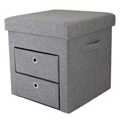 Simplify Gray 2 Drawer Collapsible Storage Ottoman -Michaels Decor Sale D649067S 2