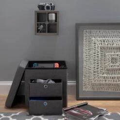 Simplify Gray 2 Drawer Collapsible Storage Ottoman -Michaels Decor Sale D649067S 5