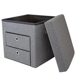 Simplify Gray 2 Drawer Collapsible Storage Ottoman -Michaels Decor Sale D649067S 8