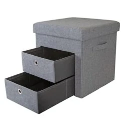Simplify Gray 2 Drawer Collapsible Storage Ottoman -Michaels Decor Sale D649067S 9