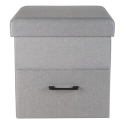 Simplify Gray Collapsible Storage Ottoman With Drawer -Michaels Decor Sale D649068S 2