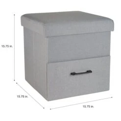 Simplify Gray Collapsible Storage Ottoman With Drawer -Michaels Decor Sale D649068S 7