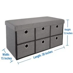 Simplify Gray 6 Drawer Collapsible Double Storage Ottoman -Michaels Decor Sale D649069S 2