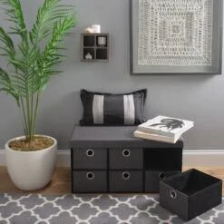 Simplify Gray 6 Drawer Collapsible Double Storage Ottoman -Michaels Decor Sale D649069S 3