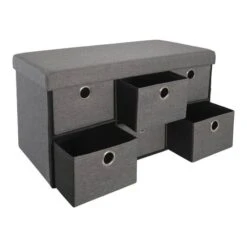 Simplify Gray 6 Drawer Collapsible Double Storage Ottoman -Michaels Decor Sale D649069S 5