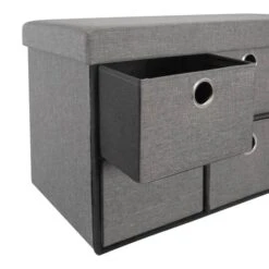 Simplify Gray 6 Drawer Collapsible Double Storage Ottoman -Michaels Decor Sale D649069S 6