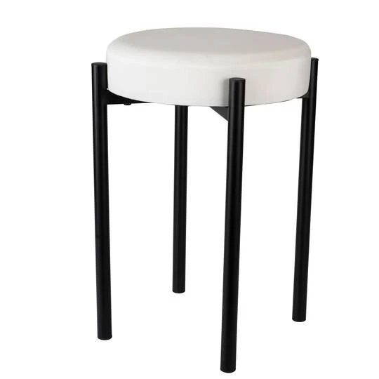 Home Details 18" Velour Vanity Stool White 5 Home Details 18" Velour Vanity Stool White - Image 3