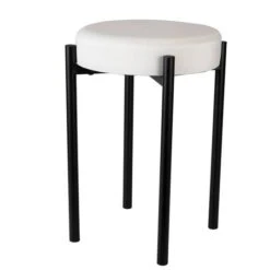 Home Details 18" Velour Vanity Stool White