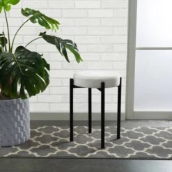 Home Details 18" Velour Vanity Stool White 16 Home Details 18" Velour Vanity Stool White -Michaels Decor Sale D649075S 5