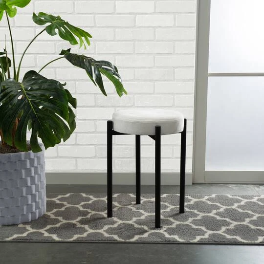 Home Details 18" Velour Vanity Stool White 9 Home Details 18" Velour Vanity Stool White - Image 7