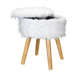 Organize It All White Faux Fur Storage Ottoman -Michaels Decor Sale D649082S 2