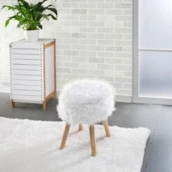 Organize It All White Faux Fur Storage Ottoman -Michaels Decor Sale D649082S 4