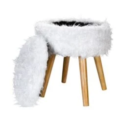 Organize It All White Faux Fur Storage Ottoman -Michaels Decor Sale D649082S 5