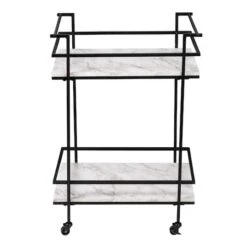 Honey Can Do 2-Tier Black & White Faux Marble Rolling Bar & Serving Cart -Michaels Decor Sale D654062S 10