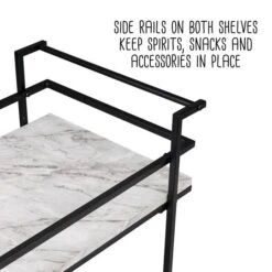 Honey Can Do 2-Tier Black & White Faux Marble Rolling Bar & Serving Cart -Michaels Decor Sale D654062S 15