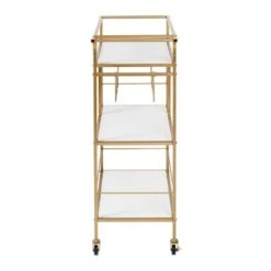 Honey Can Do 3-Tier Gold & White Rolling Bar & Serving Cart With Handles 29 Honey Can Do 3-Tier Gold & White Rolling Bar & Serving Cart With Handles -Michaels Decor Sale D654063S 11