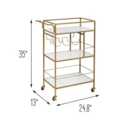 Honey Can Do 3-Tier Gold & White Rolling Bar & Serving Cart With Handles 30 Honey Can Do 3-Tier Gold & White Rolling Bar & Serving Cart With Handles -Michaels Decor Sale D654063S 12