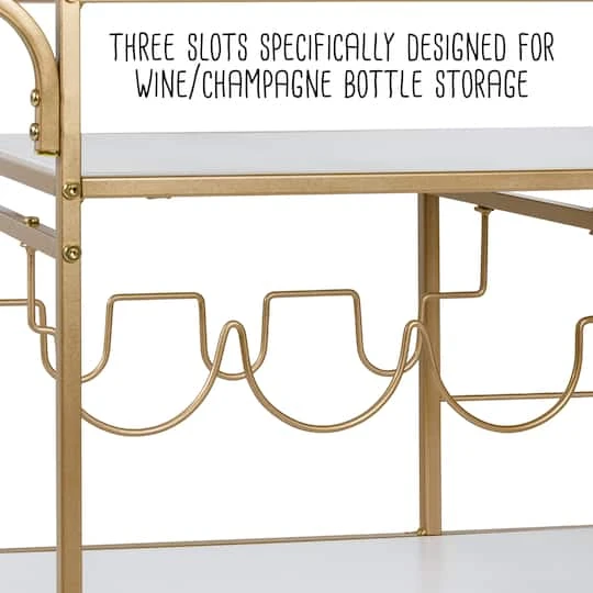 Honey Can Do 3-Tier Gold & White Rolling Bar & Serving Cart With Handles 16 Honey Can Do 3-Tier Gold & White Rolling Bar & Serving Cart With Handles - Image 14