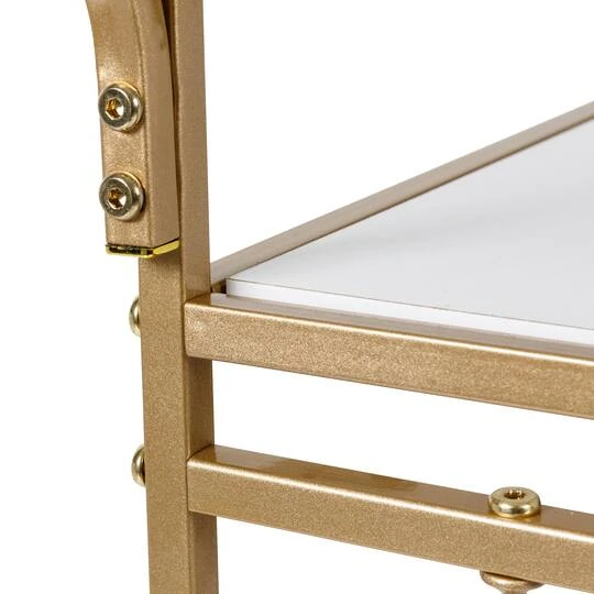 Honey Can Do 3-Tier Gold & White Rolling Bar & Serving Cart With Handles 10 Honey Can Do 3-Tier Gold & White Rolling Bar & Serving Cart With Handles - Image 8