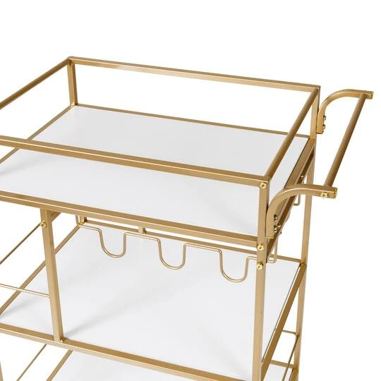 Honey Can Do 3-Tier Gold & White Rolling Bar & Serving Cart With Handles 12 Honey Can Do 3-Tier Gold & White Rolling Bar & Serving Cart With Handles - Image 10